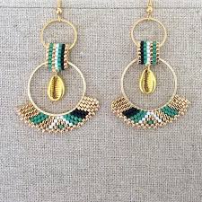 Boucles D Oreilles Rosita Rayees Noir Et Vert En Tissage De Miyuki Pendientes Bisuteria Bisuteria Aretes Bisuteria Pulseras