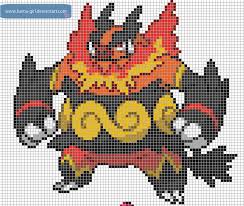Emboar Pokemon Cross Stitch Pixel Art Grid Pixel Art Pokemon