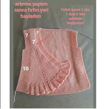 Firfir Suslemeli Tek Parca Olarak Orulen Cocuk Yelegi Tarifi 3 Yas By Hatice5 Baby Knitting Patterns Orgu Bebek Yelek
