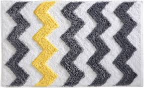 Anthropologie yellow bath mat ideas for spare bathroom. Amazon Com Idesign Chevron Bath Rug Machine Washable Microfiber Accent Rug For Bathroom Kitchen Bedroom Office Kid S Room 34 X 21 Gray And Yellow Home Kitchen