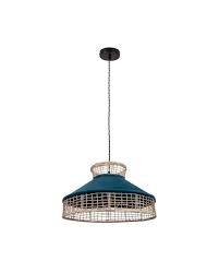 Voici ce dont vous avez besoin: Suspension Luminaire Suspendu Culot E27 Abat Jour Osier Bleu