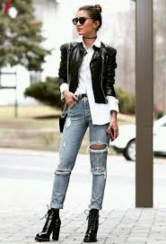 Black Ankle Boots With Blue Jeans Look By Fiore1 5 With Ankleboots Jeans Denim Blackboots Louisvuitton Jackets Dior Leatherjackets Glasses Ripp Outfits Con Jeans Outfit Botas Fashion