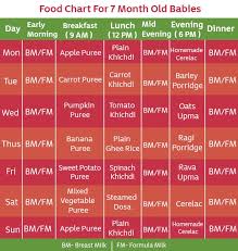 Food Chart For 7 Months Baby With Recipe And Timetable With Pics