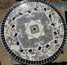 Concrete Patio Garden Table Round Tile With 3 Benches And Pedestal Concrete Patio Patio Table Set Patio Table