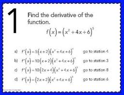 Derivatives Using The Chain Rule Stations Maze Activity Chain Rule Ap Calculus High School Math Lesson Plans
