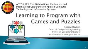We did not find results for: Learning To Program With Games And Puzzles Ppt Download