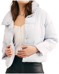 Free People Light Blue Weekender Puffer Jacket Coat Size 8 M Blue Puffer Jacket Puffer Jacket Outfit Yellow Puffer Jacket