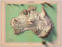 Australia 3d Rendered Map Map Relief Map Map Art