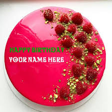 Birthday Cake With Name And Photo Strawberry Birthday Cake With Name For Friend Cake Name Strawberry Birthday Cake Creative Birthday Cakes