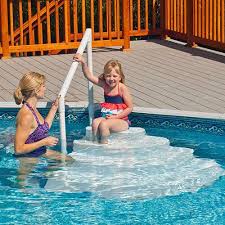 The King Aqua Staircase Blue Granite Wedding Cake Pool Steps Above Ground Pool Steps Pool Steps In Ground Pools