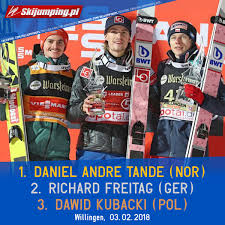 His personal best jump of 243.5m came at this venue in planica back in 2018. Skijumping Pl On Twitter Top3 Wc Willingen 03 02 2018 1 Daniel Andre Tande 2 Richard Freitag 3 Dawid Kubacki Congratulations Skijumpingfamily Https T Co 4zrcvd2vn2