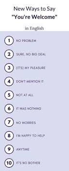 Ways To Say You Re Welcome Englishvocabulary Tips Mengajar Tata Bahasa Inggris Kosakata