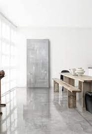 Colors are translucent earth tones of brown, green and blue. Flooring Concreto Pulido Flooring Inspired Spaces Dining Room Polished Concret Concrete Interiors Polished Concrete Flooring Interior Design Color Schemes