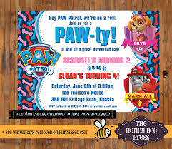 Paw Patrol Birthday Invitation Joint Birthday Skye And Marshall Brother Sister Paw P Sibling Birthday Parties Paw Patrol Birthday Paw Patrol Birthday Party