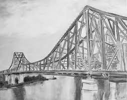 Story Bridge Brisbane By Gillian Fahey Paintings For Sale Bluethumb Online Art Gallery Bridge Painting City Painting Mountain Sketch