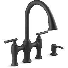 Riesenauswahl an werkzeug und baumaterial. Kohler Oresund Matte Black 2 Handle Deck Mount High Arc Handle Kitchen Faucet Lowes Com In 2021 Kitchen Faucet With Sprayer Kitchen Faucet Matte Black Kitchen Sink