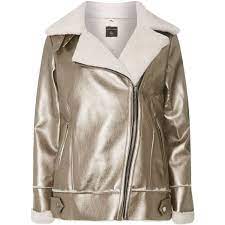Dorothy Perkins Metallic Shearling Biker Jacket 105 Bam Liked On Polyvore Featuring Outerwear Jackets Sale Wome Biker Jacket Clothes Design Tall Clothing