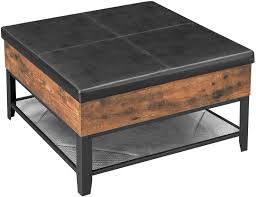 Product titlebrooklyn + max lexington solid wood 36 inch wide square rustic coffee table in distressed grey. Amazon Com Vasagle Copadion Ottoman Coffee Table Square Coffee Table With Storage For Living Room Metal And Padded Synthetic Leather Industrial Style Rustic Brown Ulct77bx Kitchen Dining