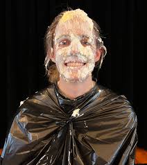 Pie in the face 2025! A huge thank you to our congregation and their  generous donations to support our youth mission trips. This year the 3 top  earners were Anna, Callen, and