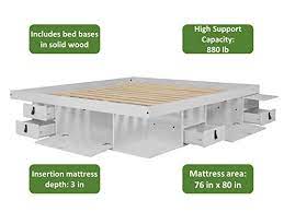 Platform beds with storage allow for a lot of saving of valuable space. Memomad Bali Storage Platform Bed With Drawers King Size Off White Amazon In Home Kitchen