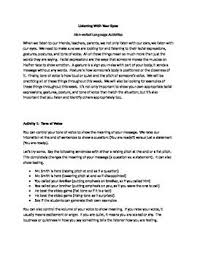Listening With Your Eyes Non Verbal Communication Lesson Plan Examples Communication Activities Social Thinking