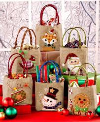 Christmas Gift Bags Burlap Set Of 6 Decorated Embroidered Holiday Festive Giving Christmas Gift Bags Christmas Bags Diy Christmas Gifts