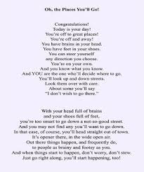 Dr Seuss Oh The Places You Ll Go Part I This Is One Of My Favorite Poems By Dr Seuss Graduation Poems Elementary Graduation Graduation Letter