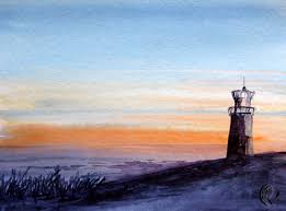 Ein tag geht zu ende; Das Malen Von Gras Aquarellmalerei Malen Am Meer