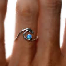 Roxy Girl Gold Or Silver Wave Rings Turquoise Stone Wave Ring By Bella Beach Jewels Tropical Waves Surfing Ring Surf Surf Jewelry Opal Wave Ring Wave Ring