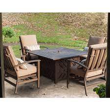 Your outdoor living space will look like something out. Foremost Cannes 5 Piece Outdoor Fire Pit Seating Set The Home Depot Canada