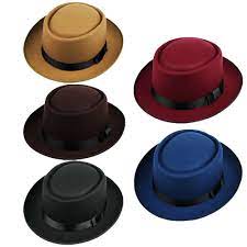Woshilaocai Woshilaocai Mens Wide Brim Boater Flat Top Pork Pie Hat Gentleman Cap Walmart Com Walmart Com