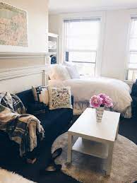 3 Decorating Tips To Make Your College Dorm Room Feel Bigger Havenly Blog Apartment Decor Inspiration Studio Apartment Decorating Cool Dorm Rooms