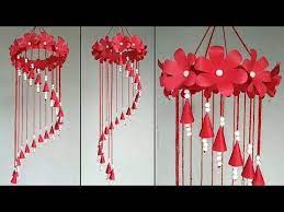 Beautiful Wind Chime Out Of Paper And Thermocol Balls Home Decor Idea Youtube Paper Flowers Craft Flower Diy Crafts Paper Flowers Diy