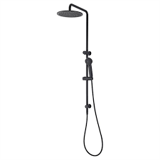 Mondella Vivace Matte Black Shower Round Exposed Rail And Hand Set Black Shower Shower Heads Shower Fixtures