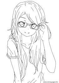 Glue the page to a thin piece of cardboard, such as a recycled cereal box or a file folder. Girl With Glasses Lineart Coloring Pages Printable