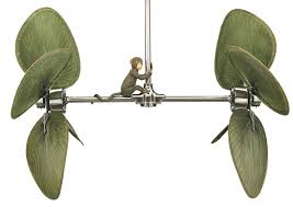 The Palisade By Fanimation Pictured Here In Pewter With Wide Palm Green Blades And A Cute Cheeky Monkey Has Bro Ceiling Fan Fanimation Ceiling Fan Fanimation