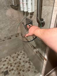 My hotel room shower has a circular cutout in the glass that lets you turn  on the water without getting wet. : r/mildlyinteresting