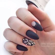 33 Breathtaking Designs For Almond Shaped Nails Matte Nails Design Matte Black Nails Almond Shaped Nails Designs