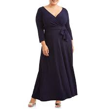 Ella Samani Womens Plus Size 3 4 Sleeve Classic Wrap Dress