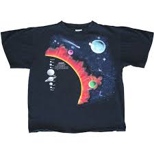 90 Fashion Black And Yellow Graphic Tee Solar System Print Shirt 80 S 90 S Vintage Graphic Tshirt Unisex Large 33 Liked On Polyvore Featur Solar System Print Printed Shirts Vintage Tee Shirts