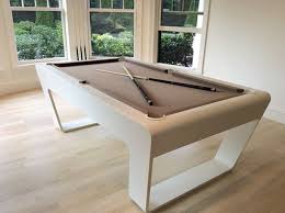 The Elegantly Curved Billiard Table 247 Billiards Made Of Corian Exudes A Fascinating Touch Of Luxury Modern Pool Table Pool Table Billiard Table