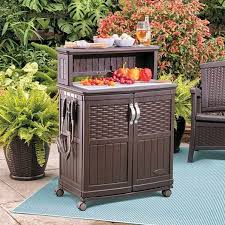 This Multi Functional Prep Station Makes Food Prep And Serving Easy Patio Storage Suncast Patio Outdoor Kitchen