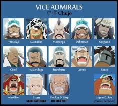 The only vice admiral to wear an attire different from others is, again, john giant, who wears a gold and red uniform with a strain of medals on his chest. One Piece Vice Admiral