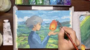 I have watched howl's moving castle and kiki's delivery service at least ten times this year. Sophie And Calcifer Howl S Moving Castle Gouache Painting Youtube