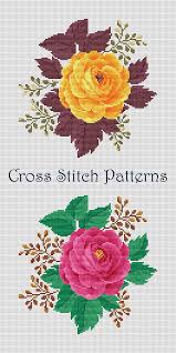Pink Rose Modern Cross Stitch Pattern Flower Counted Cross