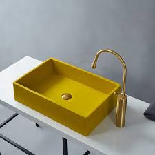 granite red bathroom sink bowls yellow