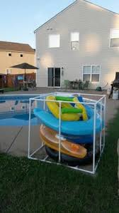 It has side pockets to hold small items such as goggles and swim rings and a large opening for pool noddles and floats. Pool Toy Storage Pool Toy Storage Pool Storage Pool Float Storage