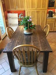 Rough Sawn Pine From The Rockingham Racetrack Joined Up And Stained Dark With Rough Sawn Fir Legs Dining Table Door Dining Table Kitchen Table Wood