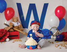 Simple Birthday Party Ideas For 1 Year Old Boy Chicago Cubs Themed Cake Smash Lanark Il 1 Year Old Photographer Cubs Birthday Party Baseball Theme Birthday Baseball First Birthday
