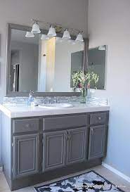 Browse 249 photos of bathroom backsplash ideas. 27 Perfect Grey Bathroom Vanity Backsplash Ideas Bathroomvanity Backsplashideas Painting Bathroom Cabinets Painted Bathroom Bathroom Makeover
